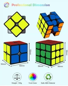 Confezione 3 Cubi Magici Set Fidget Giocattolo 2x2+3x3+Cubo Piramide Natale Compleanno Festa - Foto 1 di 8