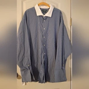 Lauren ralph lauren blue spread collar dressy mens shirt sz 20 bussines casual - Picture 1 of 12