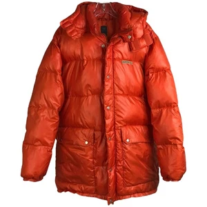 Adidas Puffer Jacket Mens Sz M Bright Orange Detachable Hood Snap Zip Up - Picture 1 of 11