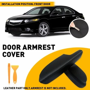 For 2009-2014 Acura TSX Leather Front Door Panel Armrest Cover Black Car Parts - Picture 1 of 10