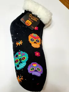 1 par de calcetines nuevos Fuzzy Babba para mujer Día de los Muertos calavera de azúcar - Imagen 1 de 7