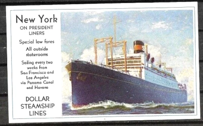 HAWAII  PAQUEBOT  1928   DOLLAR LINE ADVERTISEMENT  TABLE  FVF - Image 1 of 2