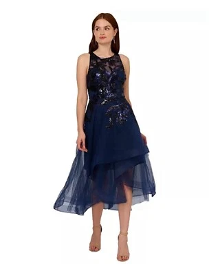 Adrianna Papell Women's High-Low Fit & Flare Sequin Dress Size 14 Formal - Image 1 of 4