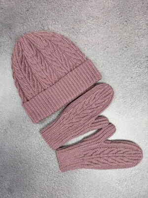 Conjunto de chapéu croquete feito à mão com luvas de malha - Imagem 1 de 4