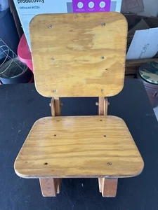 Vintage Wood Camp Garden Ice Fishing Folding Camping Bucket Chair Portable - Picture 1 of 11