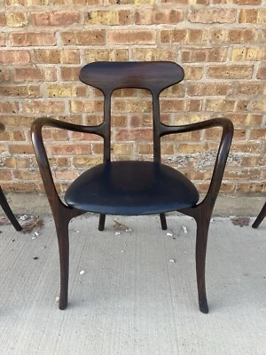 Ma Belle Chair by Roberto Lazzaroni for Ceccotti Collezioni Walnut Leather Seat - Image 1 of 4