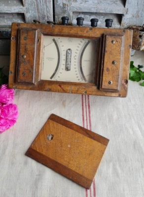 ANCIEN INSTRUMENT DE MESURE TENSIOMETRE VOLTMETRE EN BOIS - Photo 1/4