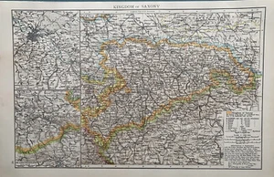 1896 Kingdom of Saxony Original Antique Map 125 Years Old - Picture 1 of 3