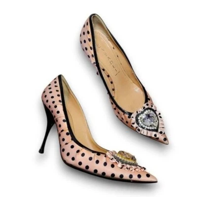 Tacones de aguja vintage Y2K Casadei a lunares con joyas talla 6 Foto 1 de 4