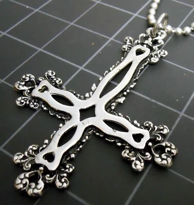 Inverted Cross Necklace Stainless Chain New Huge Pendant Upside Down - Image 1 of 4