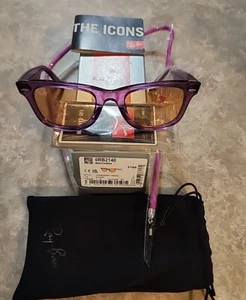 Ray Ban Sun Classic Wayfarer RB2140 661313 50-22 violeta transparente con naranja - Imagen 1 de 14