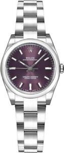 Rolex Oyster Perpetual Steel Grape Red Dial Womens Dress Watch Online Discount