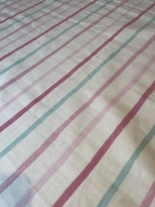 Laura Ashley Pink and Blue Striped fabric. 112cm D x 137cm W remnant. - Picture 1 of 5