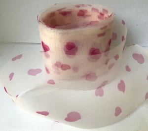2” Sheer Printed Hearts Ribbon – May Arts –Red Hearts on Clear - CH49 - 6.5 Yds - Picture 1 of 1