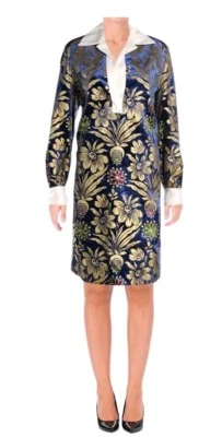 Tory Burch Womens Thelma Blue Velvet Metallic Burnout Mini Dress 2 NWOT - Image 1 of 2