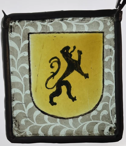 Antique 16th Century Lion Coat Of Arms Stained Glass Window Panel Dutch Flemish Cover