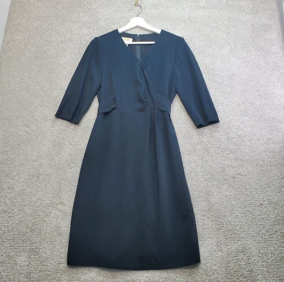 Vestido Talbots Mujer 6 Pequeño Negro Faja Cintura Manga 1/2 Iglesia Ocasión Oficina Foto 1 de 4