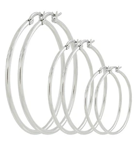 Stainless Steel Set of Round Three Hoop Earring - Picture 1 of 1