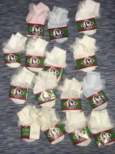LOT of 15 PAIRS OF LIL’GIRLS SIZE 3-4 FOLD DOWN LACE ANKLE SOCKS w/PEARL ACCENTS - Picture 1 of 9