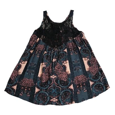 Free People Top 女式 S Count Me In Trapeze 束腰外衣迷你连衣裙蕾丝花卉波西米亚 — 第 1/4 张图片