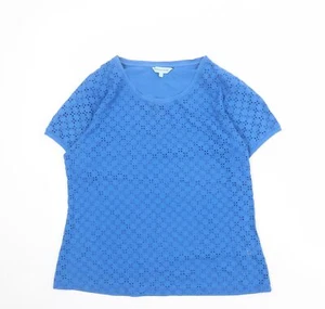 Dickins & Jones Womens Blue Geometric 100% Cotton Basic T-Shirt Size L Round Nec - Picture 1 of 10