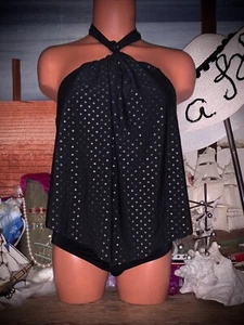 Venus Gold Metallic Foil Polka Dot High Neck Flounce Swimsuit Sexy One Piece 6 S - Picture 1 of 9
