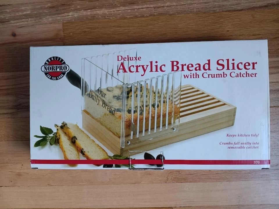 New Open Box Norpro Deluxe Acrylic And Wood Bread Slicer With Crumb Catcher - Image 1 of 1