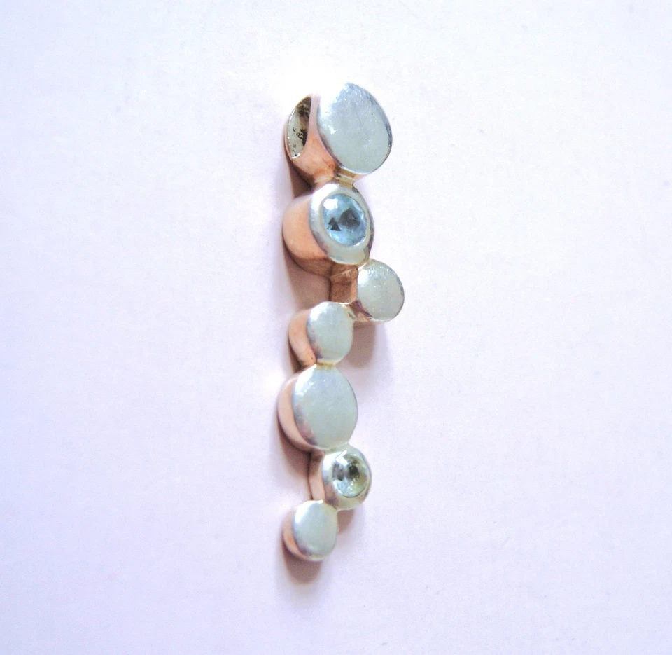 HERMOSO CONJUNTO DE PIEDRAS PRECIOSAS TOPACIO AZUL CIELO ABSTRACTO 1.5" COLGANTE PLATA ESTERLINA QVC Foto 1 de 1