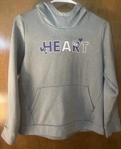 Under Armour Youth YXL Heart Gray Hoodie Sweatshirt - Picture 1 of 5
