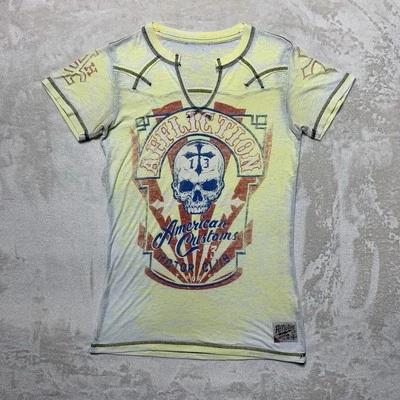 Camisa Affliction Mujer Pequeña 15x24 American Customs Transparente Delgada Burnout Y2K EE. UU. Foto 1 de 4