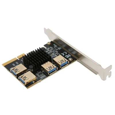 PCI‑E Riser Card PCI‑E X4 1 To 4 PCI Express 16X Slot Adapter Card USB 3.0 A BEA - Image 1 of 4