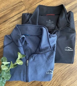 LOT OF 2 ❗️LL Bean Mens Large Tall 1/4 Zip Long Sleeve Pullover Lightweight Blue - Picture 1 of 6