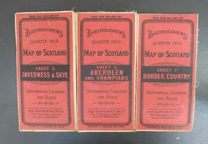 BARTHOLOMEW'S QUARTER INCH MAP OF SCOTLAND. SET OF 3 ON CLOTH, 1920s - Picture 1 of 3