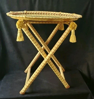 Vintage BUTLERS Tray Table with Designer Fabric Upholstery 24" - Image 1 of 4