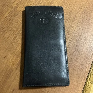 Vintage Jack Daniels Black Leather Biker Wallet Long Id Card - Picture 1 of 4