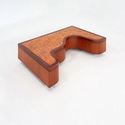 1970s Low Sculptural Coffee Table in Burl, Walnut, and Mahogany 32x48 Inches - Image 1 of 4