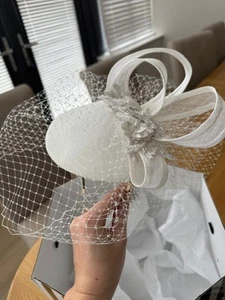 Beautiful Ivory Wedding Hat With Pearl Detail. Custom Made. Never Worn. - Picture 1 of 4
