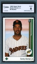 1989 Upper Deck Sandy Alomar Jr. Rookie #5 Graded 8 NM-MT Padres Baseball Card