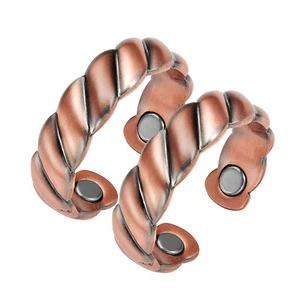 Pure Copper Magnetic Rings for Women Arthritis Pain Relief SET OF 2-(BR1-M) - Picture 1 of 3