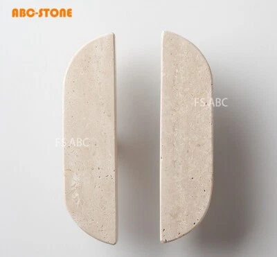 2 Pcs Natural Travertine Door Handles Decorative Vintage Doorknobs - Image 1 of 3