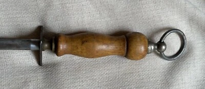 Afilador de cuchillos vintage de 17,5 pulgadas con mango de madera Foto 1 de 3