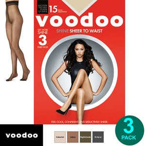 Paquete de 3 medias pantimedias vudú transparentes hasta la cintura 15 denier para mujer - Imagen 1 de 7