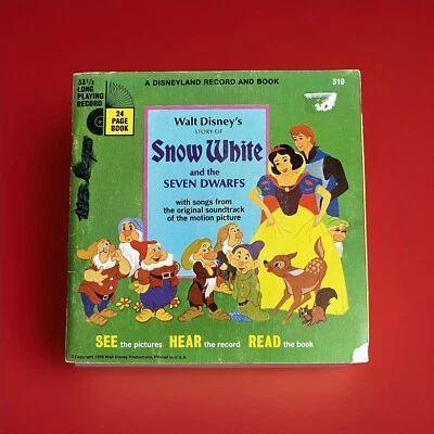 Walt Disney Branca de Neve Disco e Livro 310 1966 Vintage - Imagem 1 de 4