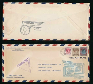 MALAYA 1941 ZENSIERTER ERSTFLUG SINGAPUR SAN FRANCISCO USA - Bild 1 von 3