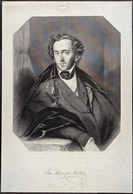 Antiker Druck von FELIX MENDELSSOHN 19. Jahrhundert / Payne Hildebrandt Litho Print - Bild 1 von 4