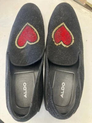 Zapatos Mocasines Aldo Bowyn Corazón Rojo Negro Diseñador Para Mujer Talla 10 M Foto 1 de 4