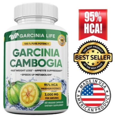 Pure GARCINIA CAMBOGIA 95% HCA Diet Pills Weight Loss Fat Burner 60 Capsule - Image 1 of 4