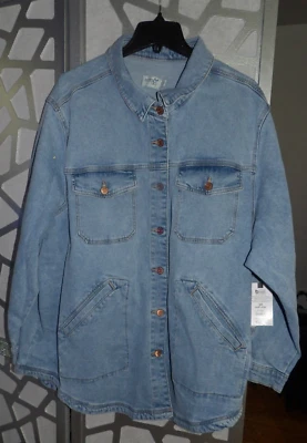 CHAQUETA VAQUERA TERRA & SKY LAVADO CLARO AZUL BOTÓN DELANTERO (TALLA: 3X- 24/26 ANCHO) Foto 1 de 4