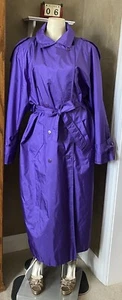 J Gallery Vintage Purple Nylon Long Belted Trench Coat Size 13/14, Hong Kong - Picture 1 of 20