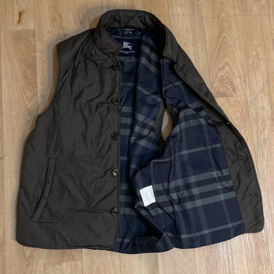 BURBERRY LONDON QUILTED NOVA CHECK VEST GILET PUFFER waistcoat MEN BROWN SIZ M - Image 1 of 4